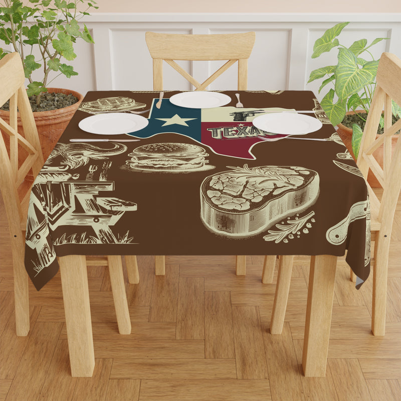 Rustic Texas BBQ Tablecloth - Perfect for BBQ Lovers | Durable, Stylish, Easy to Clean | Great for Outdoor & Indoor Grilling Parties