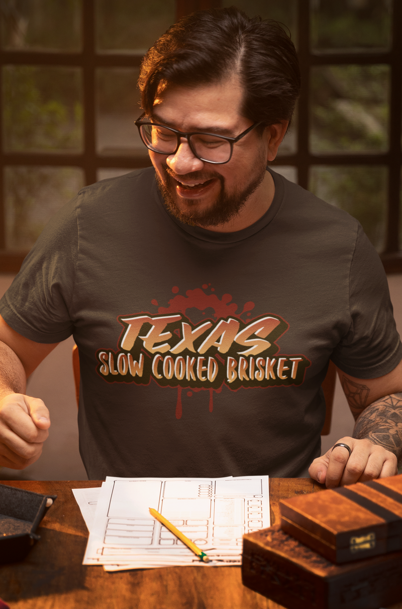 Texas slow cooked brisket. T-shirt